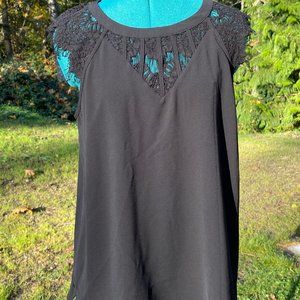 Lace Cap Sleeve Black Date Night Top